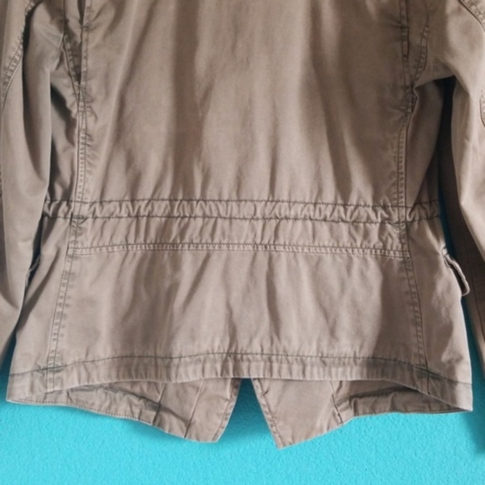 {Zara} Basic Studded Tan Army Zipper Jacket - image 7